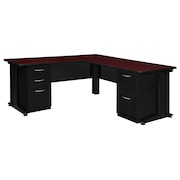 FUSION L Shaped Desk, 78 D, 72 W, 29 H, Mahogany, Wood|Metal MLD723048MH